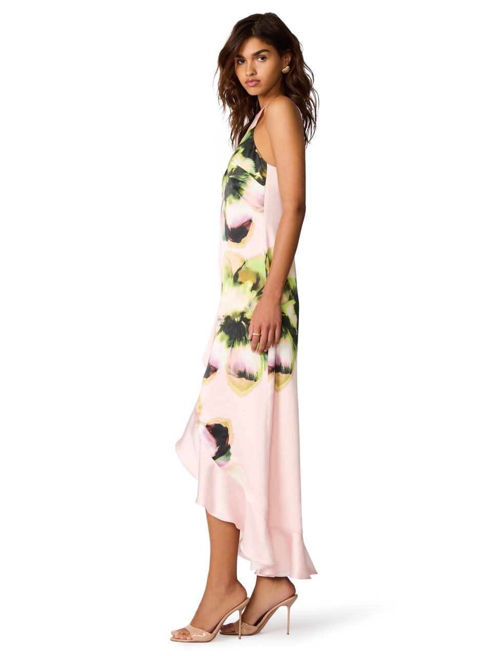 Steve Madden Mindy Floral Print High-Low Dress pink carnation 