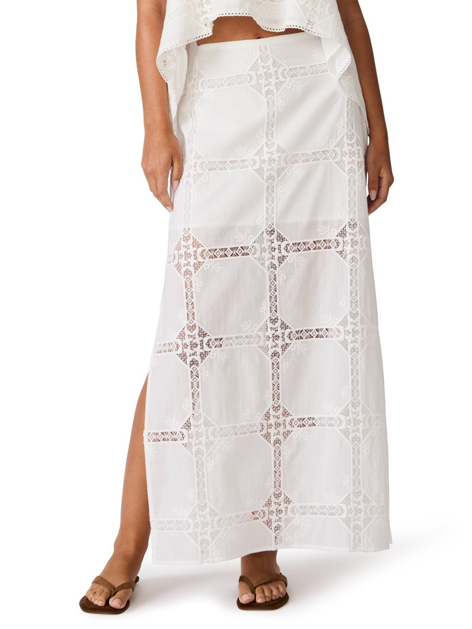 Steve Madden Monique Eyelet Maxi Skirt antique 