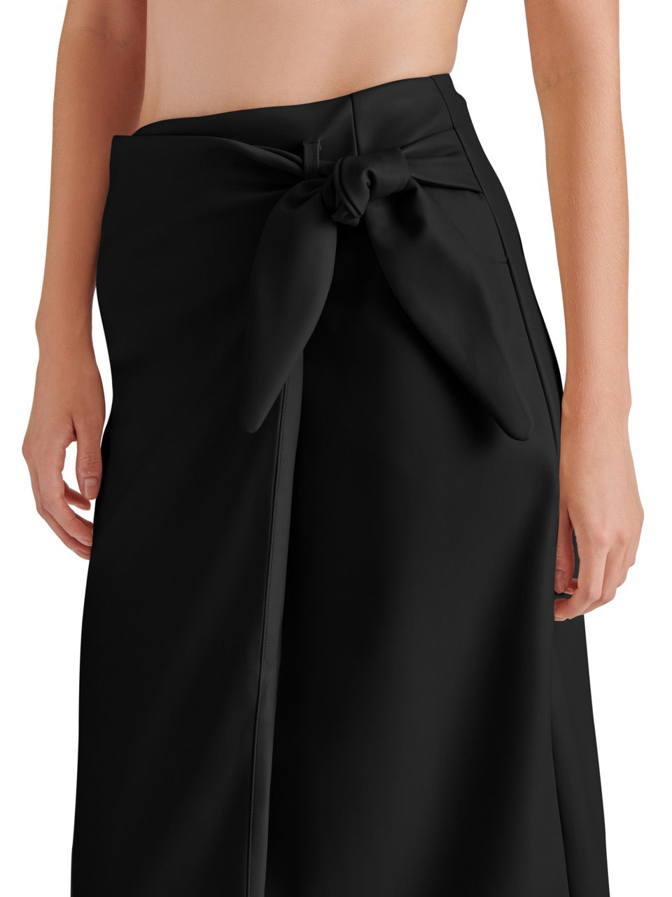 Steve Madden Navia Wrap Midi Skirt in black-front detail