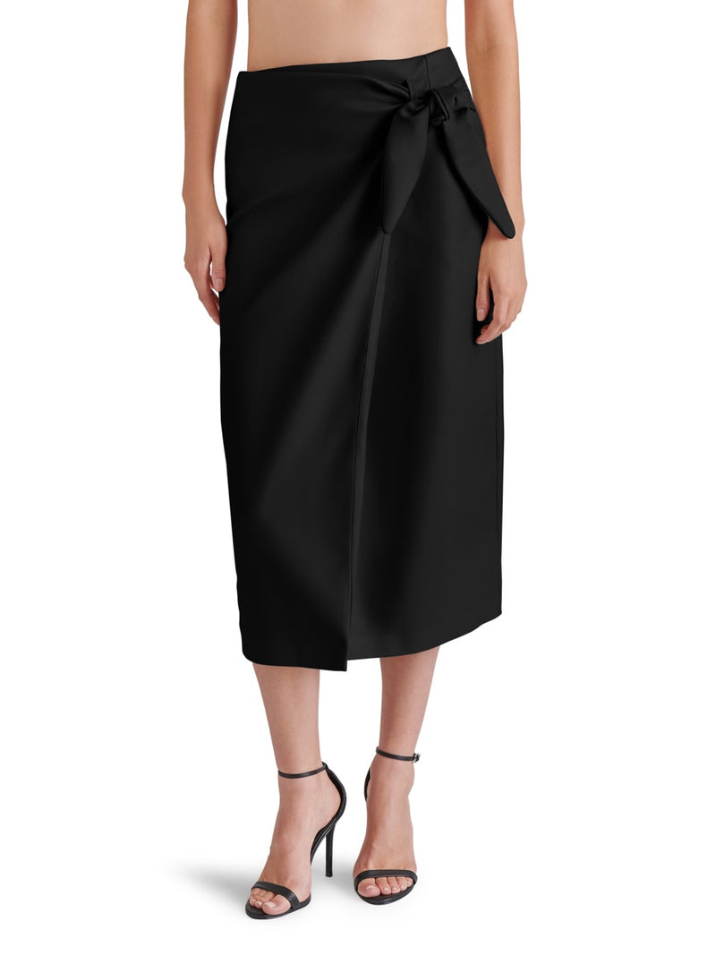 Steve Madden Navia Wrap Midi Skirt in black-front