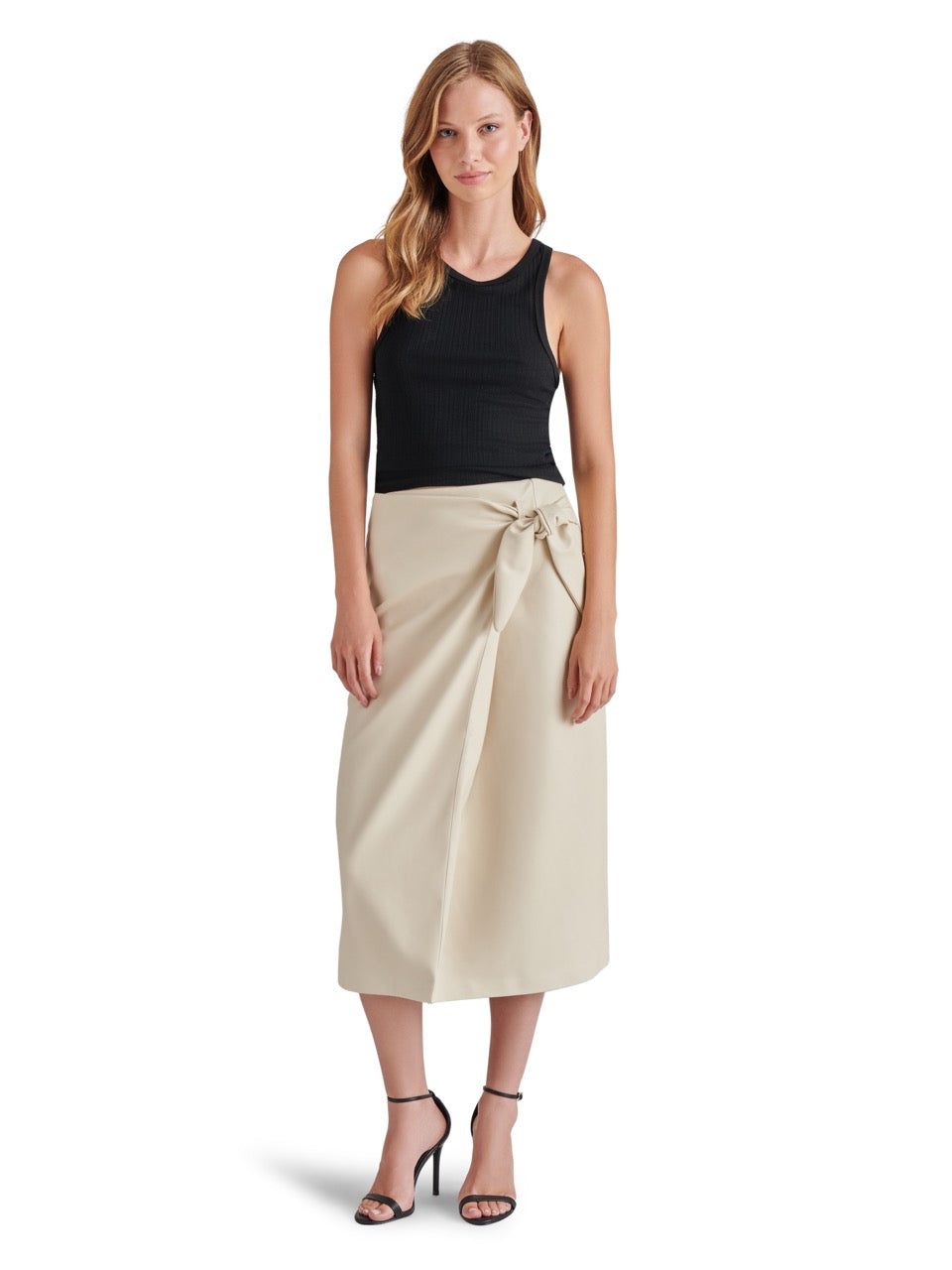 Steve Madden Navia Wrap Midi Skirt in bone-front