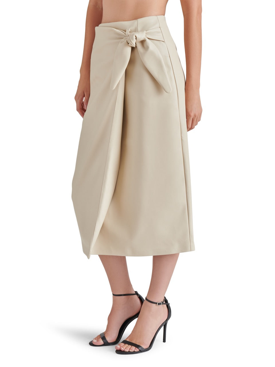 Steve Madden Navia Wrap Midi Skirt in bone-side