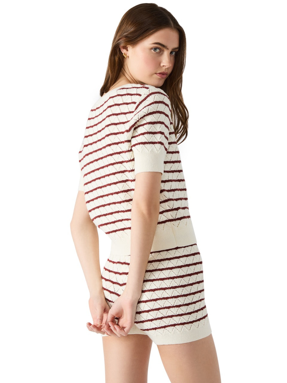 Steve Madden Norris Striped Sweater in marshmallow