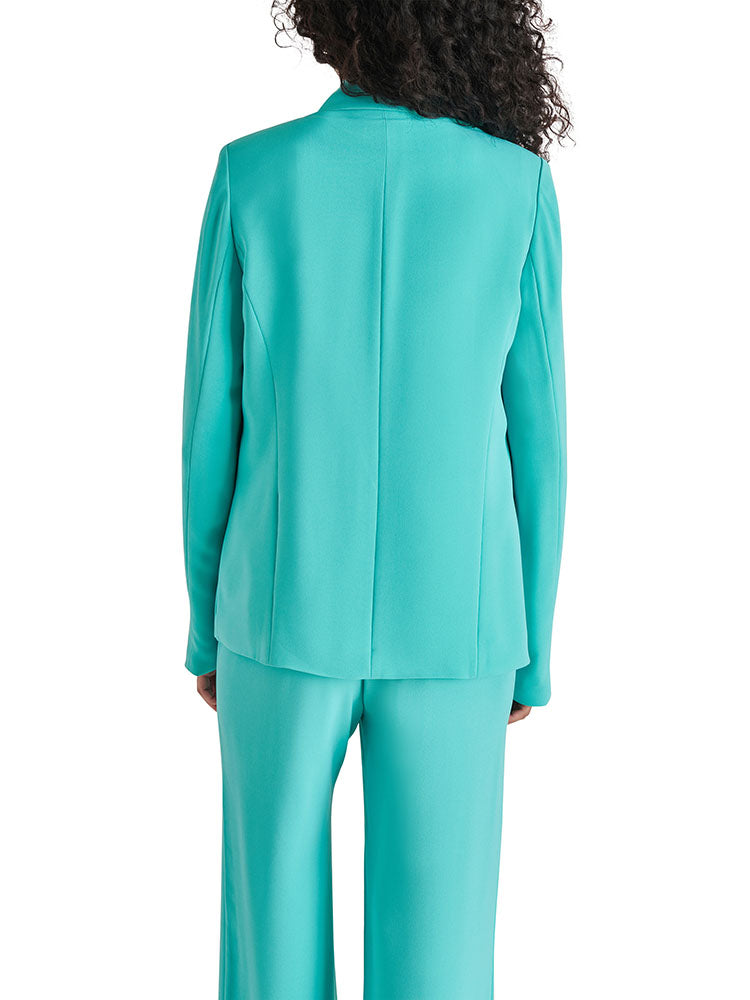 steve madden payton blazer in light turquoise-back view