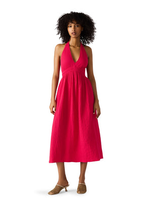Steve Madden Piper Solid Halter Midi Dress in cranberry 