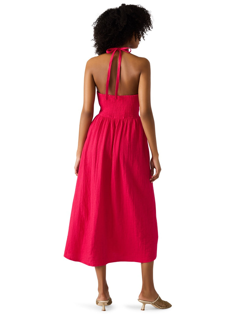 Steve Madden Piper Solid Halter Midi Dress in cranberry 