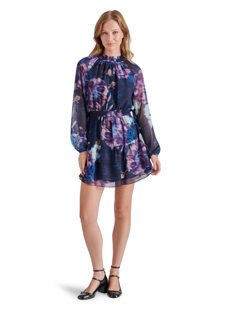 Steve Madden Rylan Chiffon Mini Dress in medieval blue-front