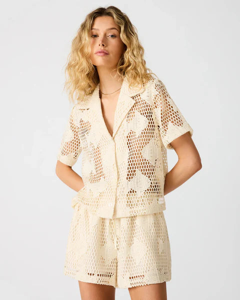 Steve Madden Sandra Fish Lace Top ivory 
