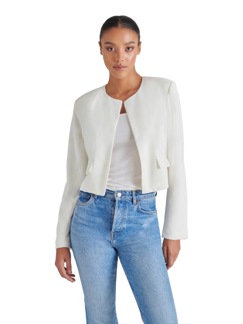 Steve Madden Serenea Open Front Blazer in antique-front