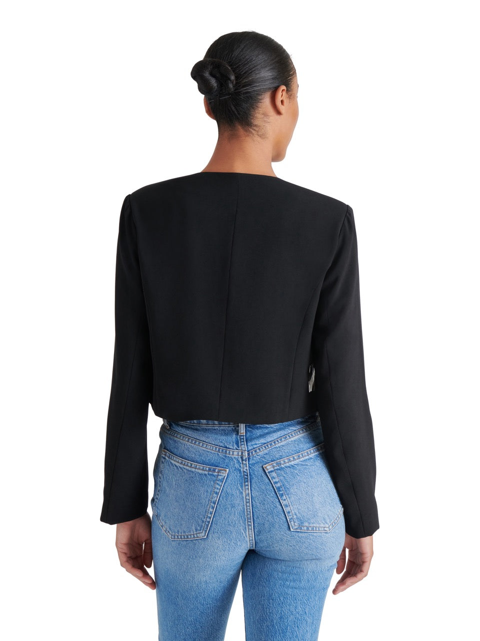 Steve Madden Serenea Open Front Blazer in black-back