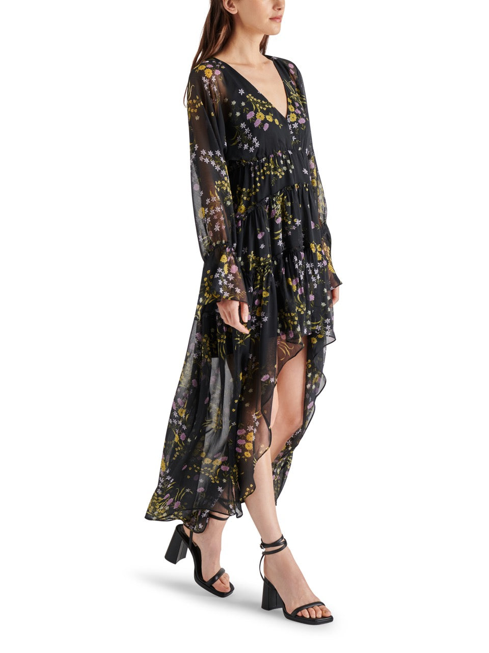 Steve Madden Sol Floral Dress in black -sideview