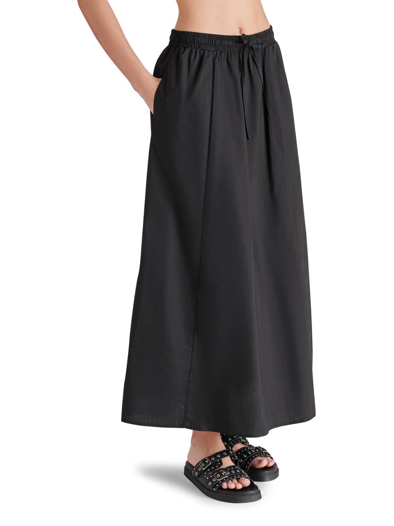 steve madden sunny maxi skirt in black-side  view