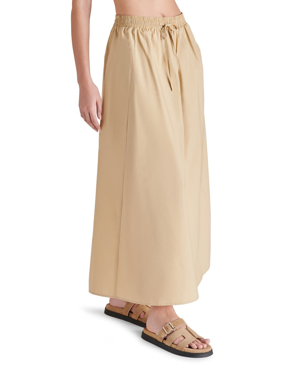 steve madden sunny maxi skirt in khaki-side  view