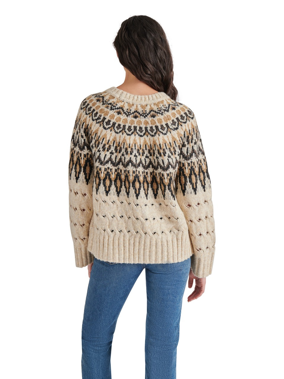 Steve Madden Suzette Fair Isle Sweater in black multi-back