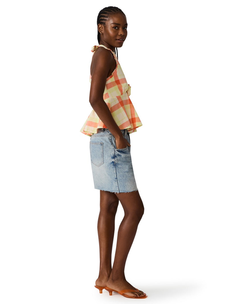 Steve Madden Tania Plaid Halter Top orange multi 