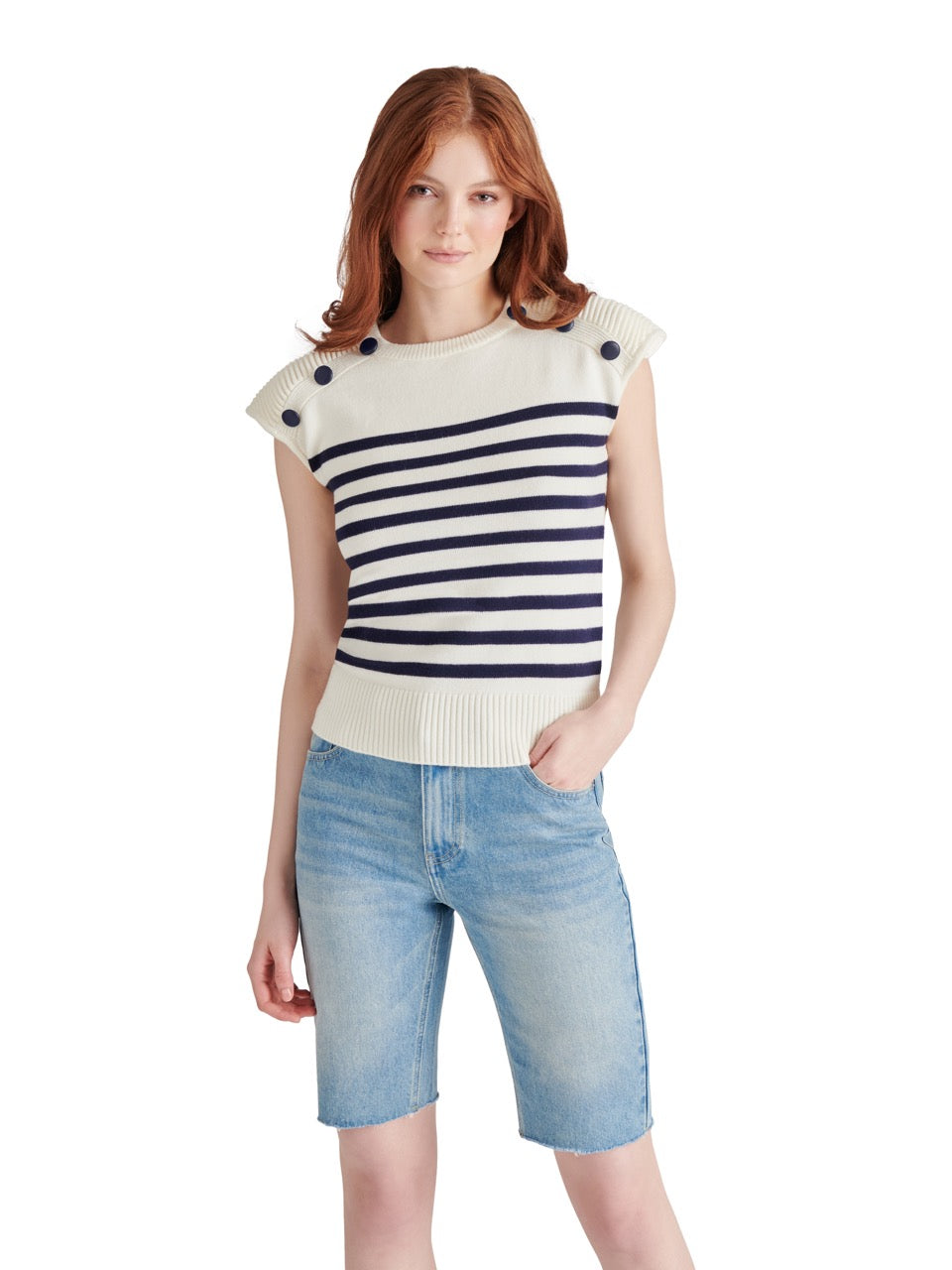 Steve Madden Tomas Stripe Sweater in ivory