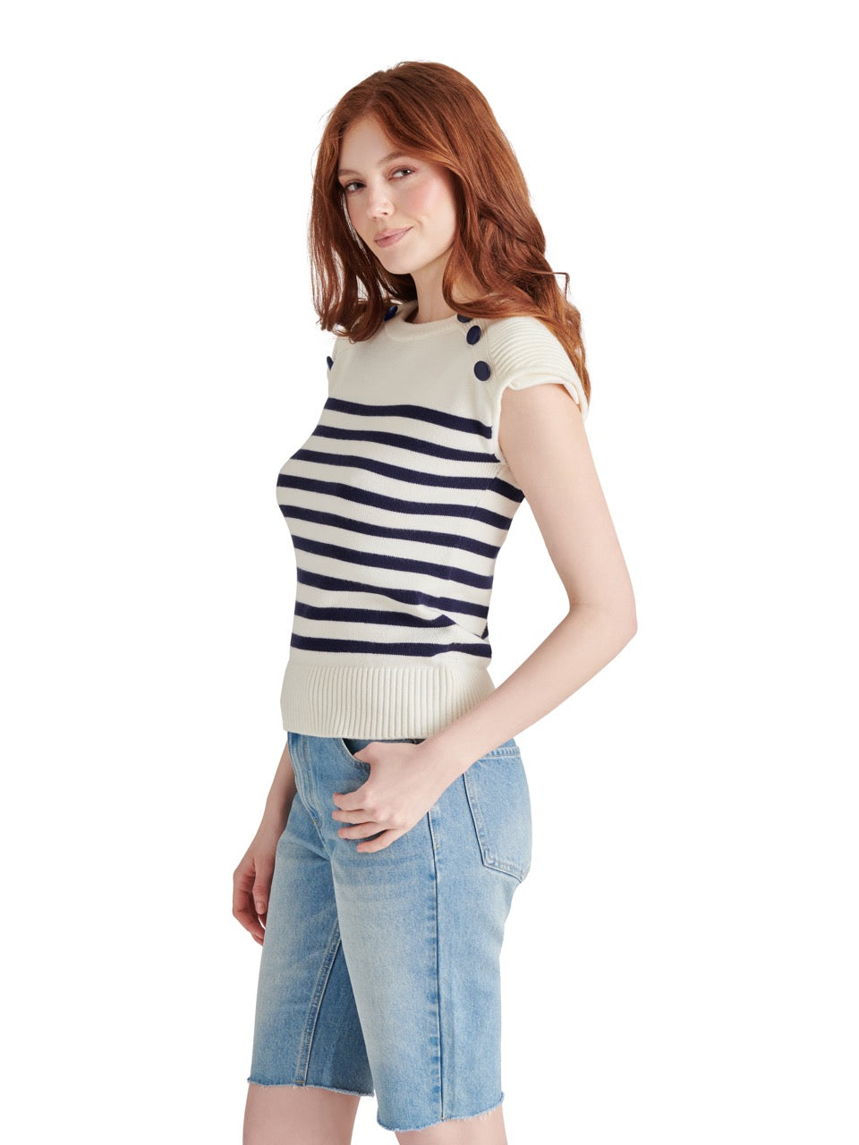 Steve Madden Tomas Stripe Sweater in ivory