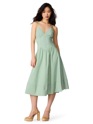 Steve Madden Una Striped Bodice Midi Dress green moss