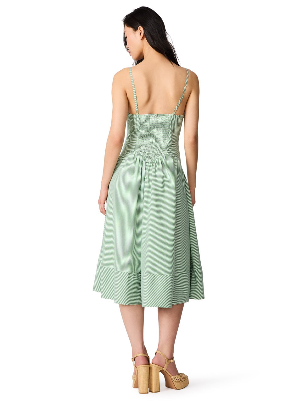 Steve Madden Una Striped Bodice Midi Dress green moss