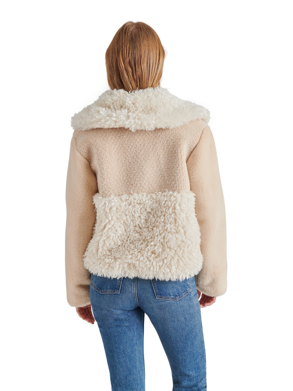 Steve Madden Winterlyn Patchwork Faux Fur Coat in natural-back