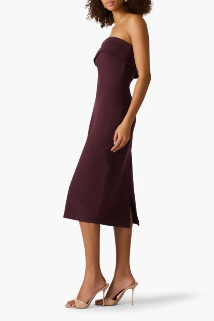 Steve Madden Roslynn Strapless Midi Dress chocolate 