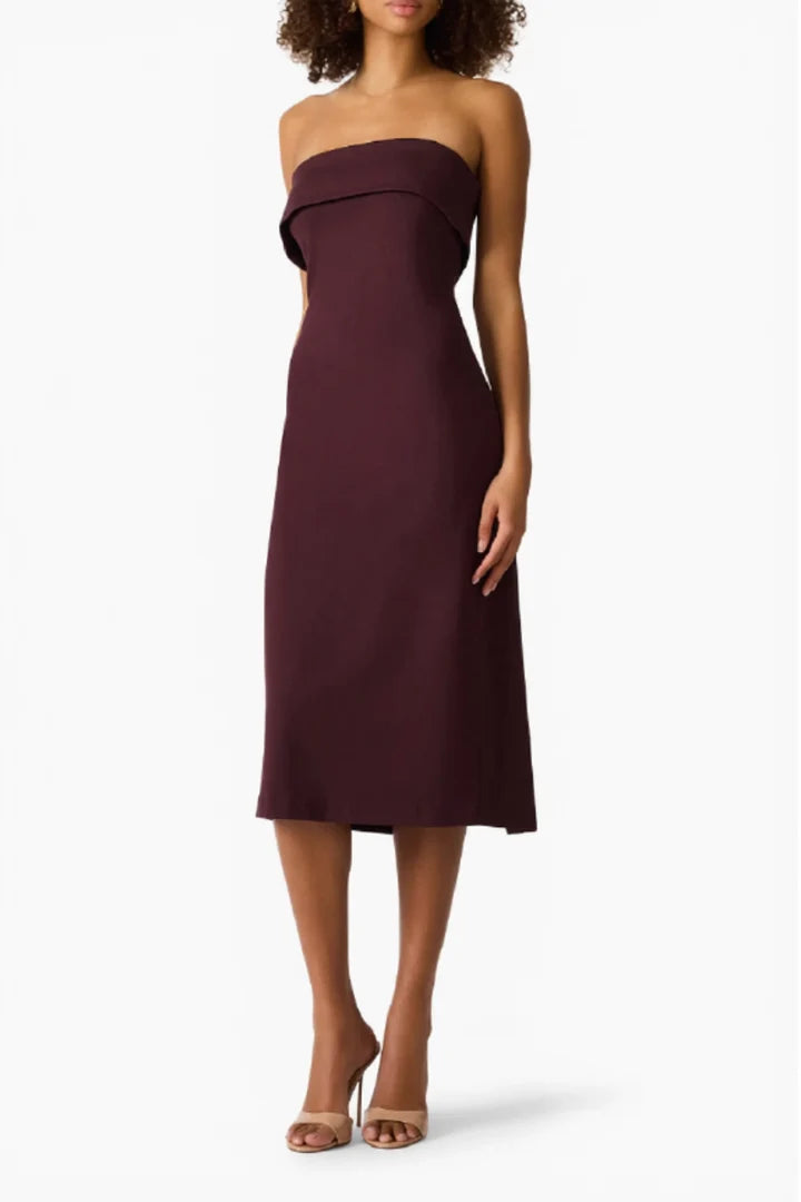 Steve Madden Roslynn Strapless Midi Dress chocolate 