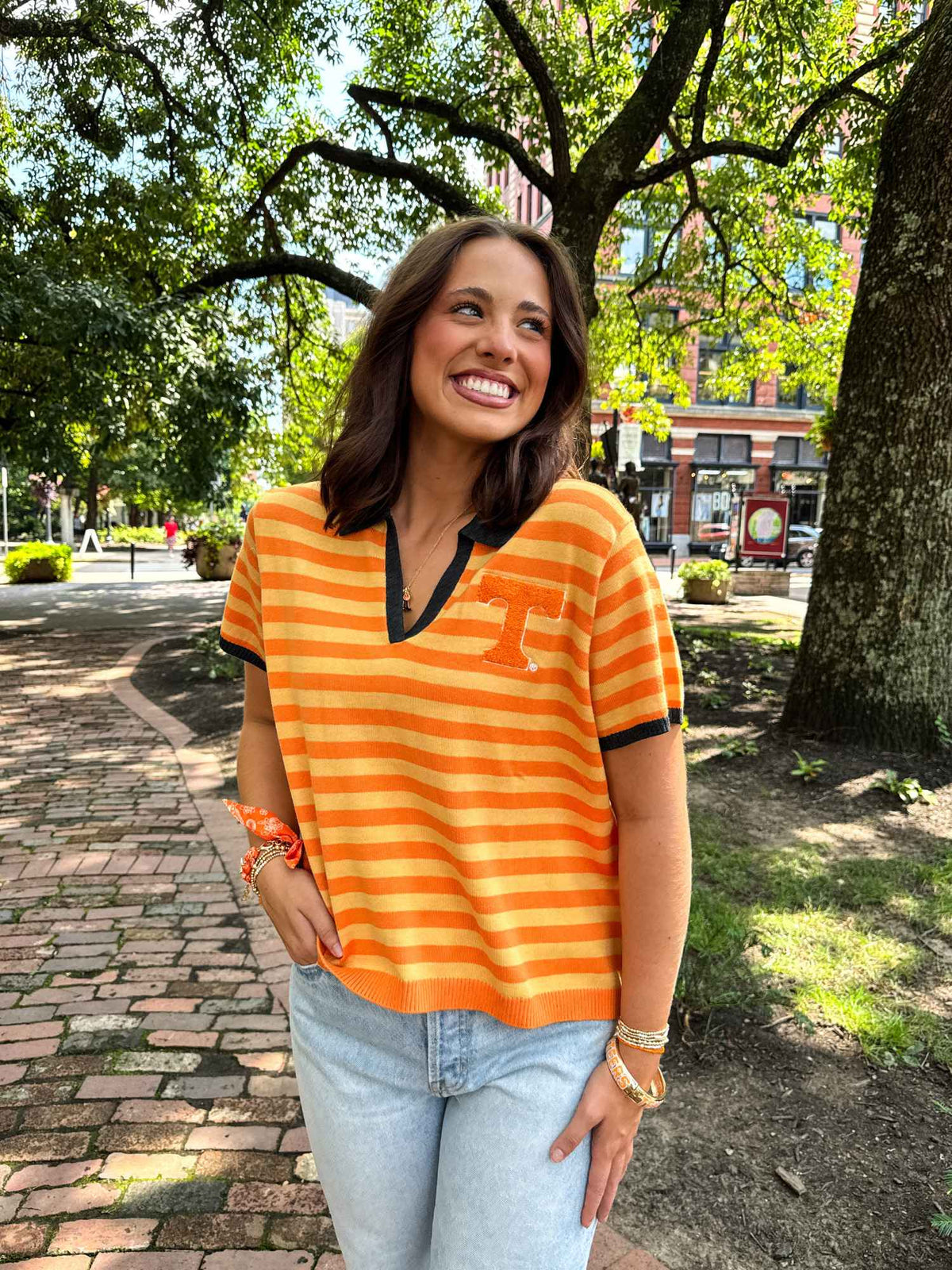 Tennessee The Spirit Stripe Collard Sweater