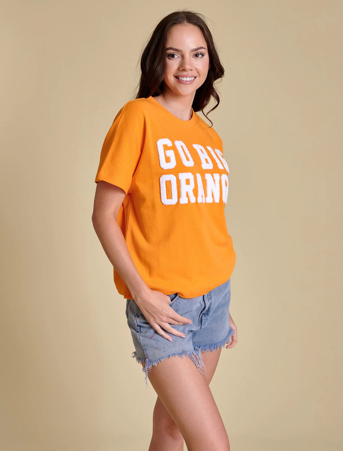 stewart simmons GBO Boxy Chenille Shirt in orange white