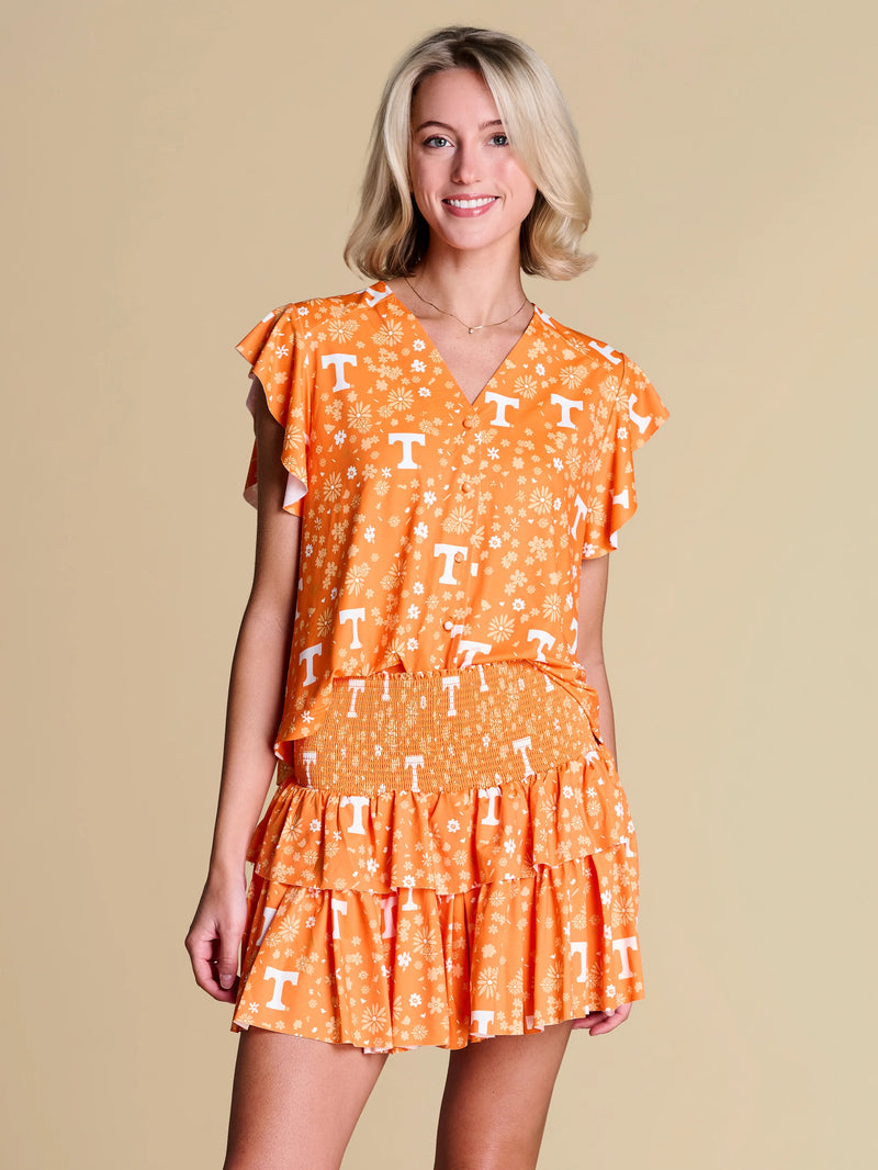 Stewart Simmons Tennessee Fame Floral Top orange white