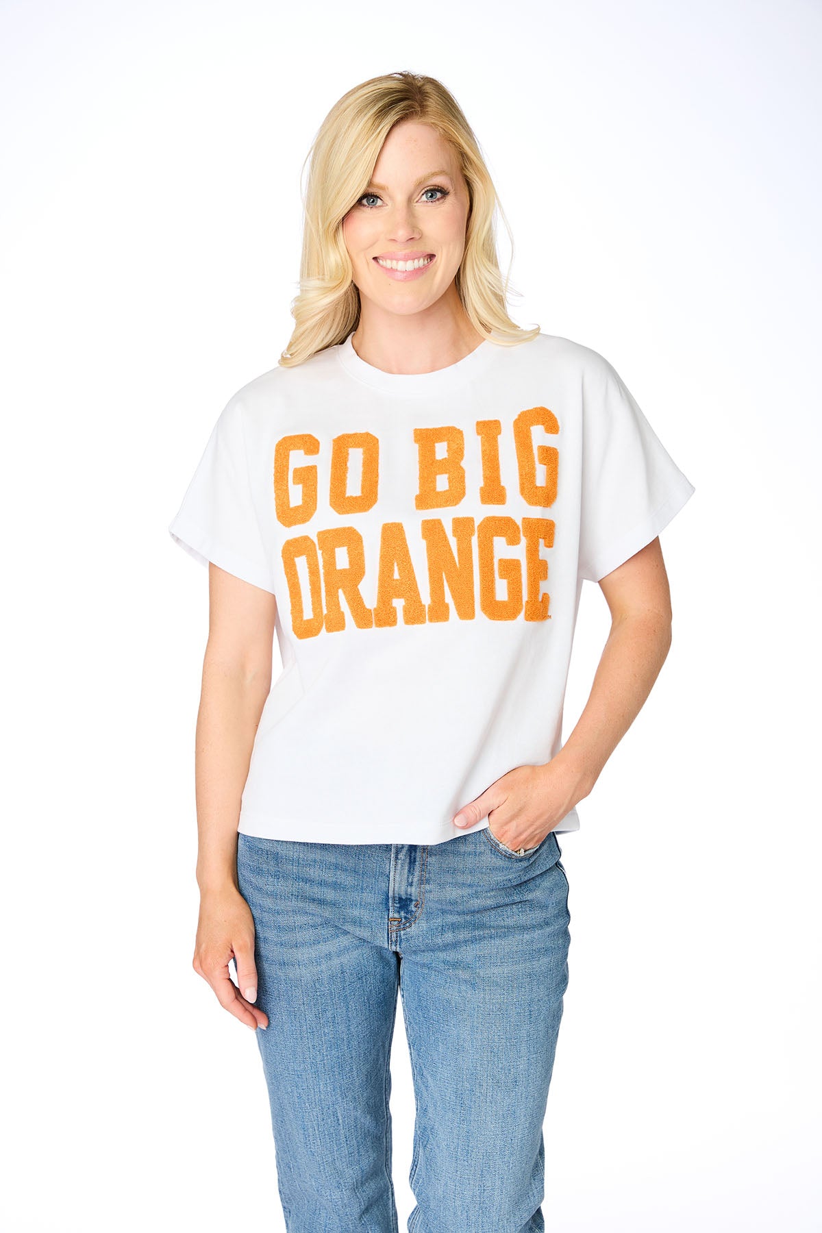 stewart simmons go big orange boxy chenille t-shirt for university of tennessee volunteers game day