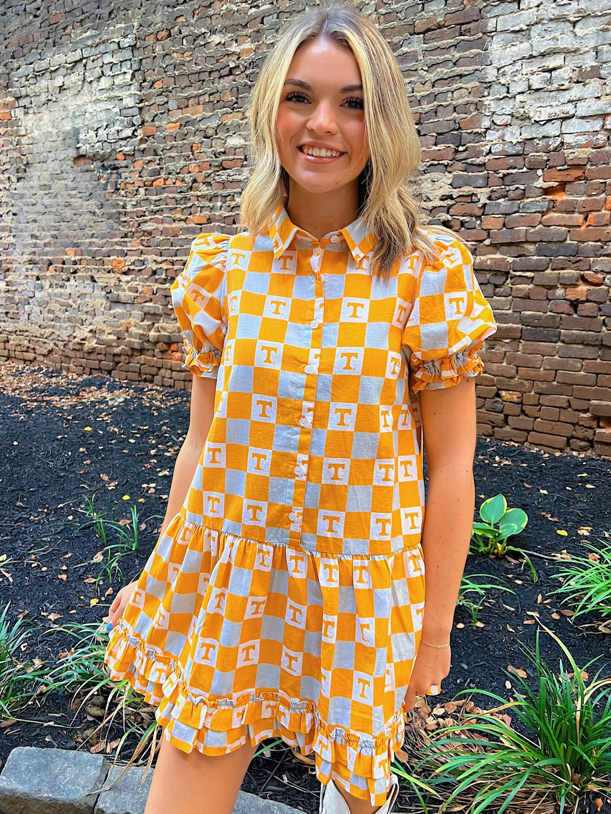 Tennessee Go Gingham Ruffle Dress