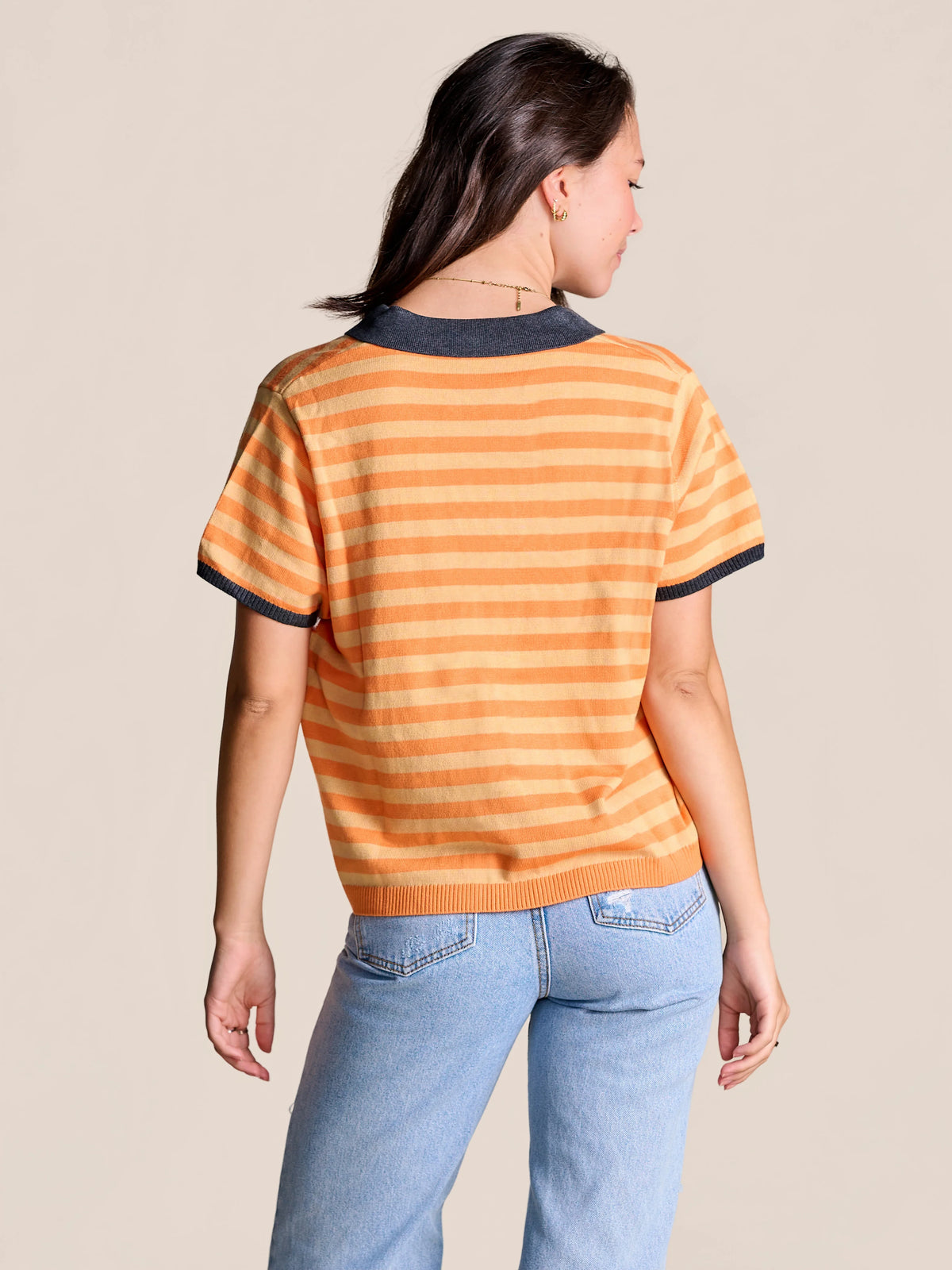 stuart simmons Tennessee The Spirit Stripe Collard Sweater orange