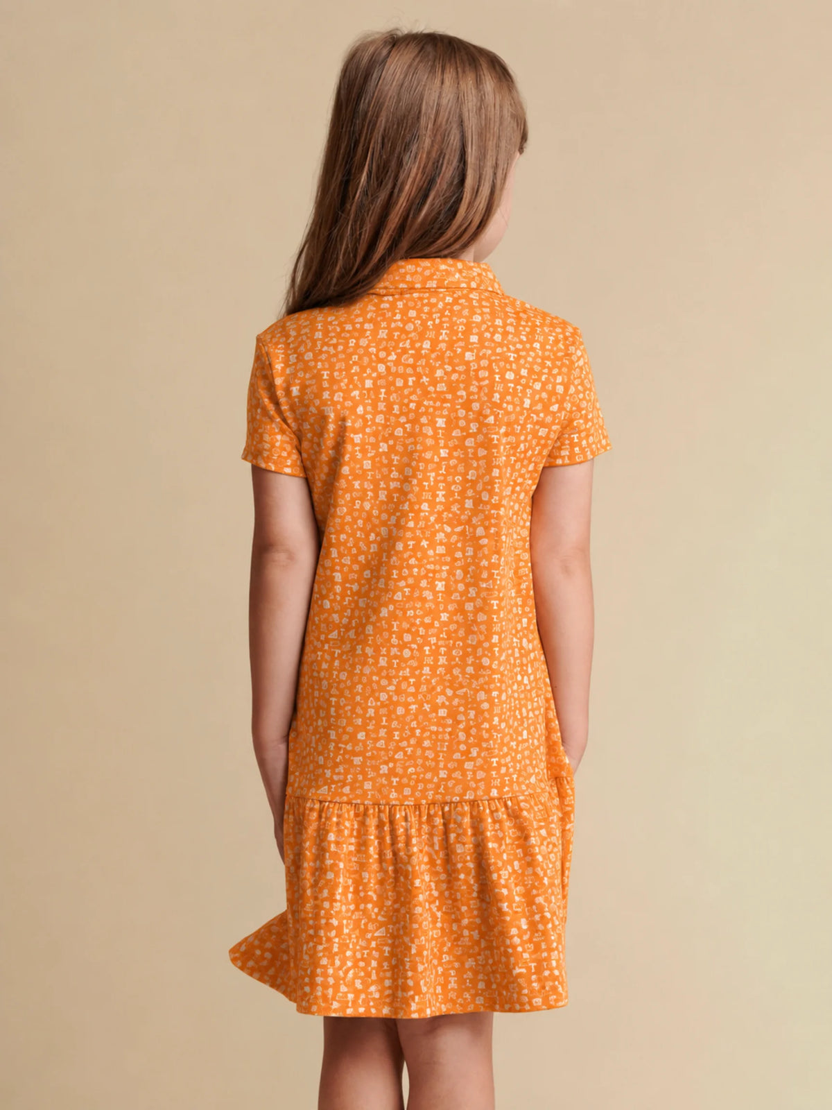 Stuart Simmons Tennessee The Girls League Pleated Polo Dress Orange