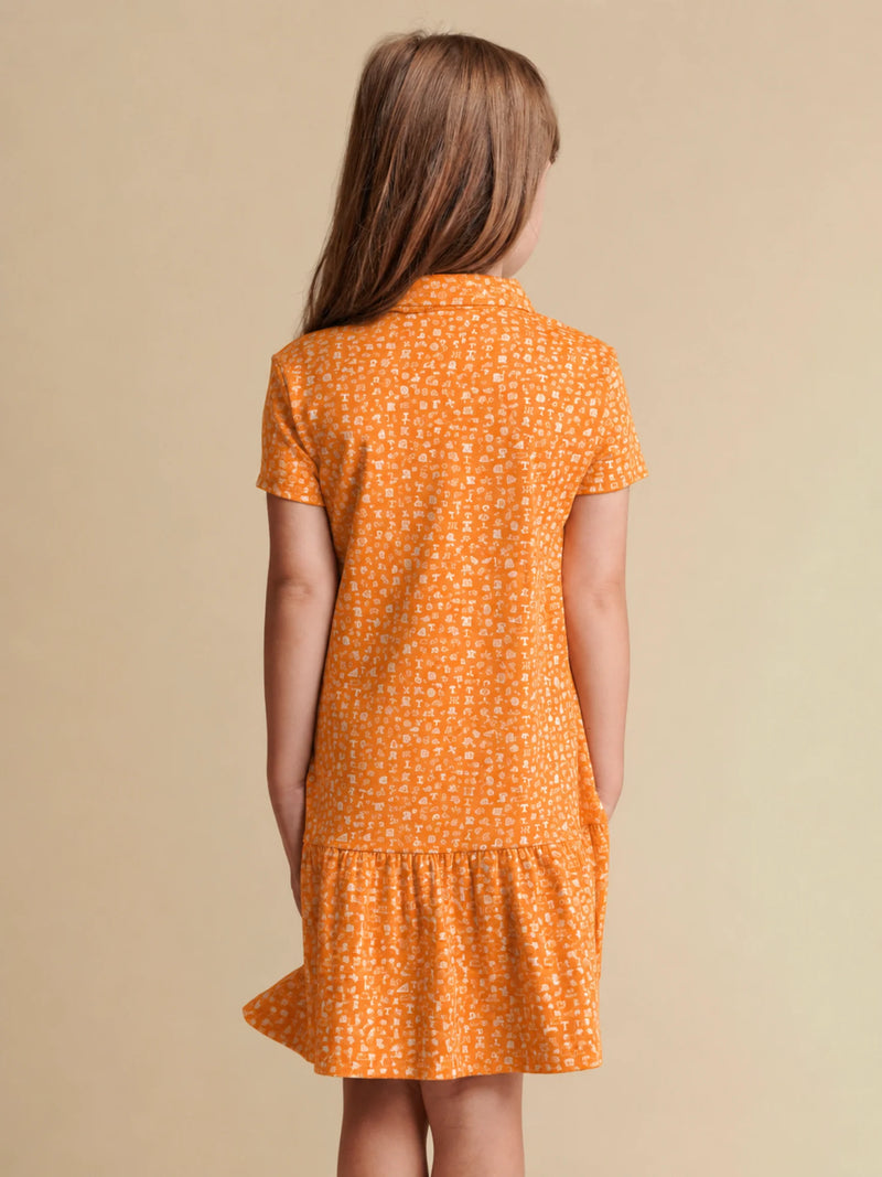 Stuart Simmons Tennessee The Girls League Pleated Polo Dress Orange