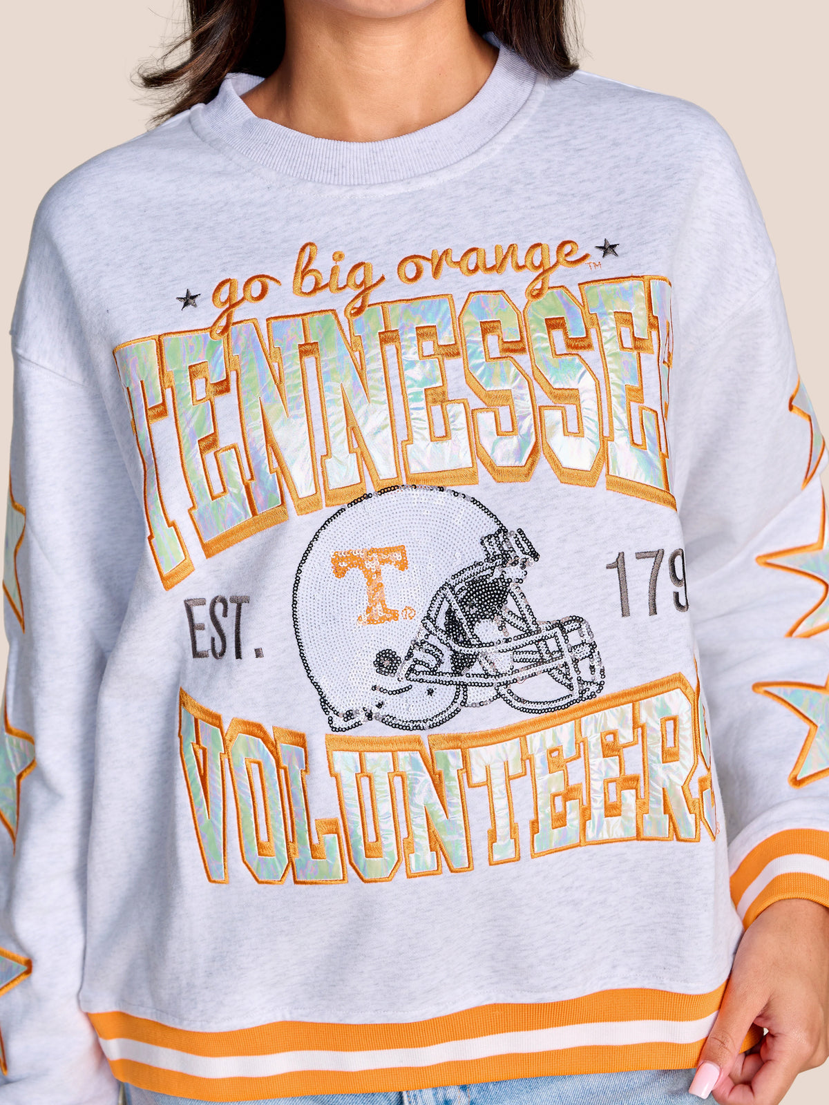 stewart simmons Tennessee Hometeam Heathered Crewneck  white orange 