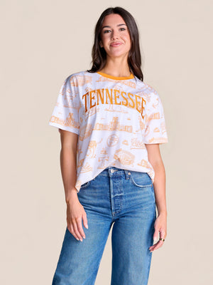 Tennessee Team Toile Embroidered Tee