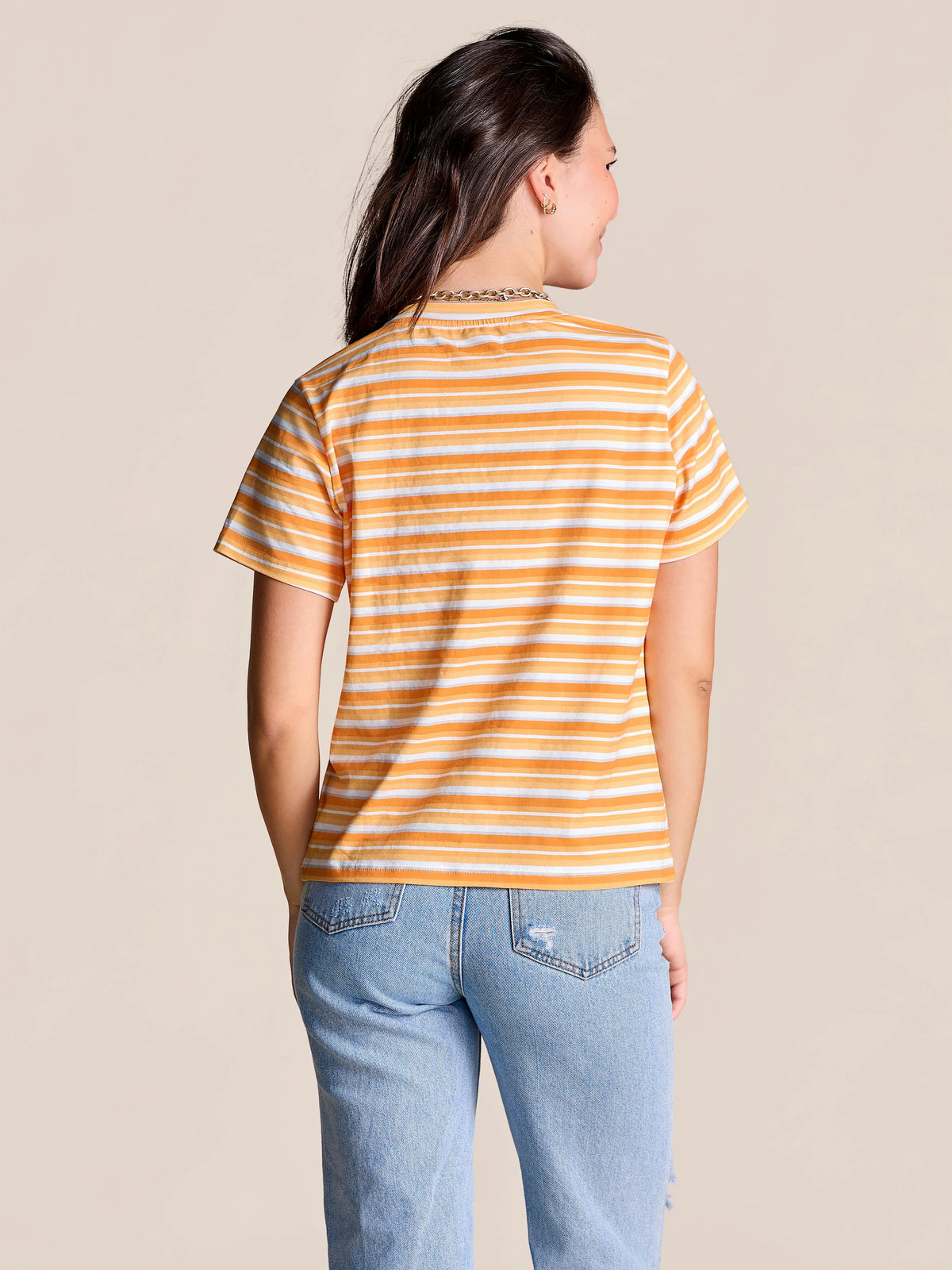 stuart simmons Tennessee Weekend Stripe Tee orange and white