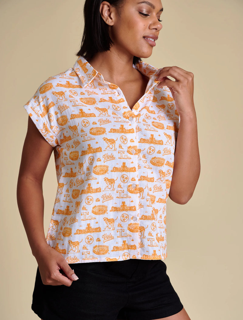 stewart simmons Tennessee Team Toile Top in orange white