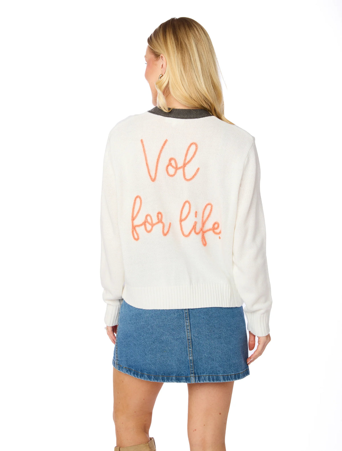 stewart simmons Vol For Life Glitter Script Cardigan-back