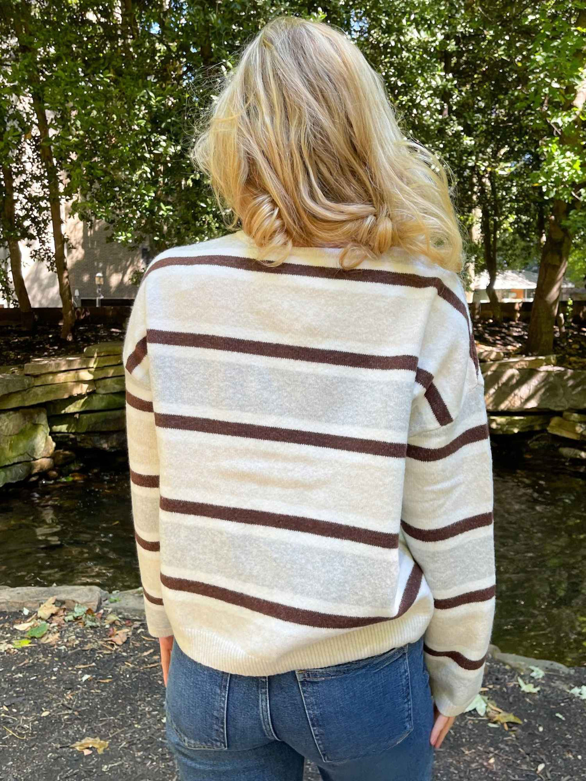 Fireside Striped Button-Front Cardigan Cream