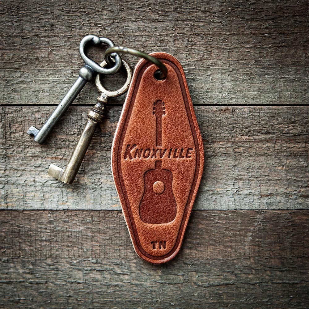 Sugarhouse Leather Motel Style Leather Keychain Knoxville Tennessee Guitar