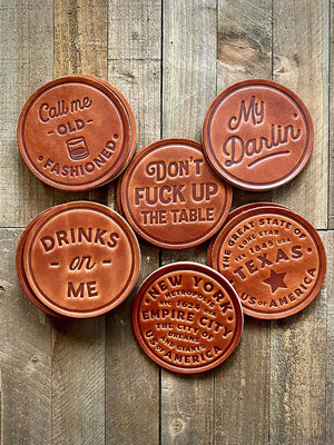 Sugarhouse Leather Round Leather Coasters