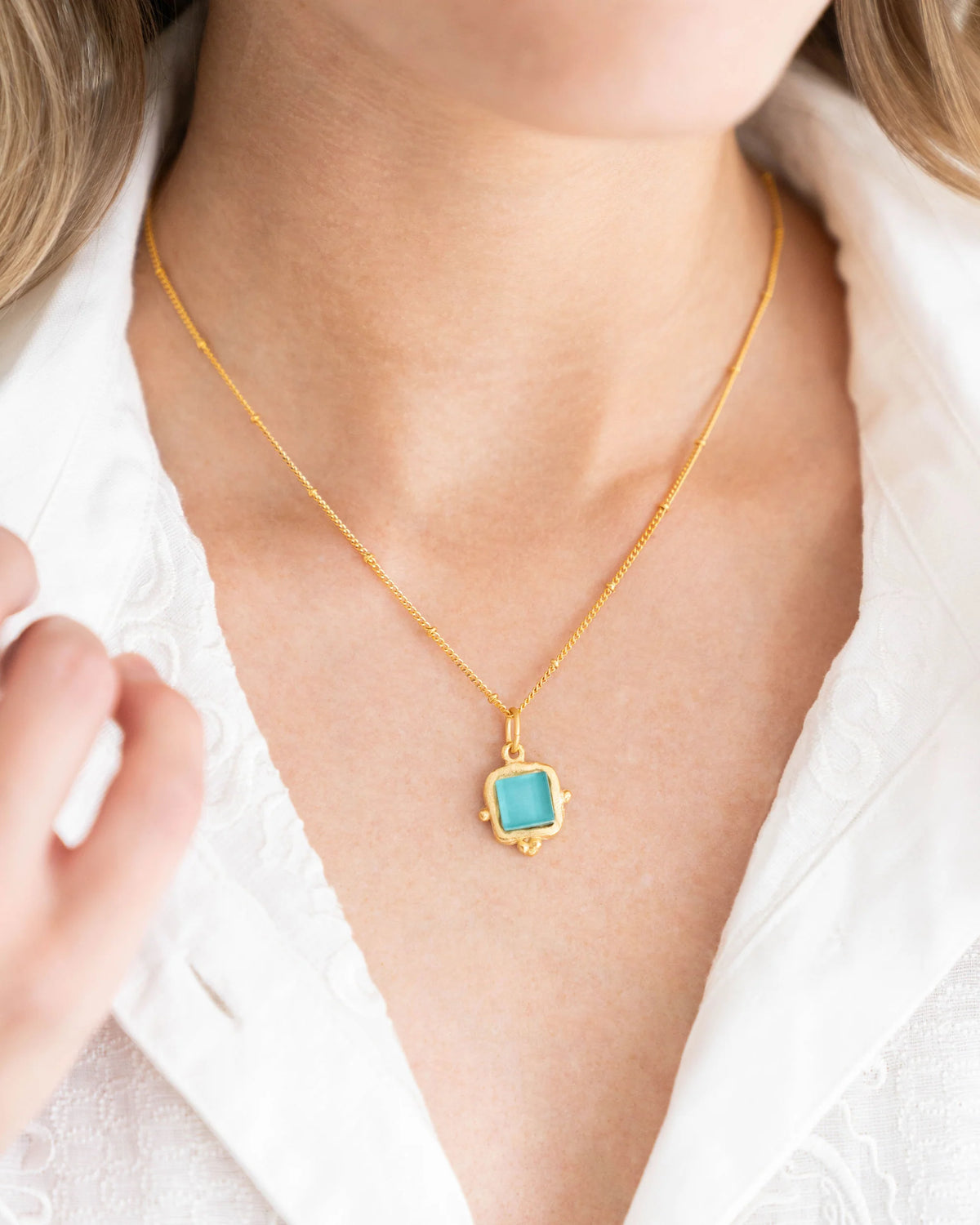 Susan Shaw Charlotte Dainty Necklace - Riviera Teal