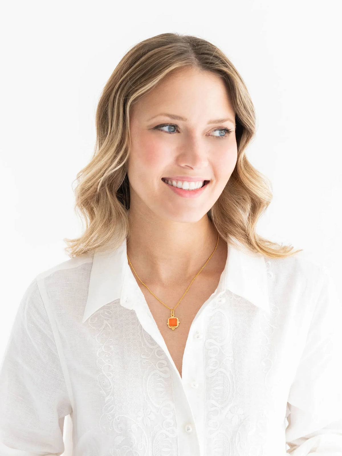 Susan Shaw 16" Charlotte Dainty Necklace in Tangerine