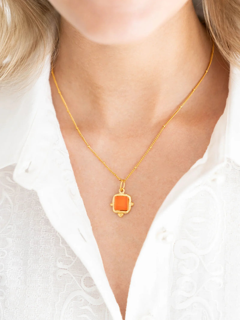 Susan Shaw 16" Charlotte Dainty Necklace in Tangerine