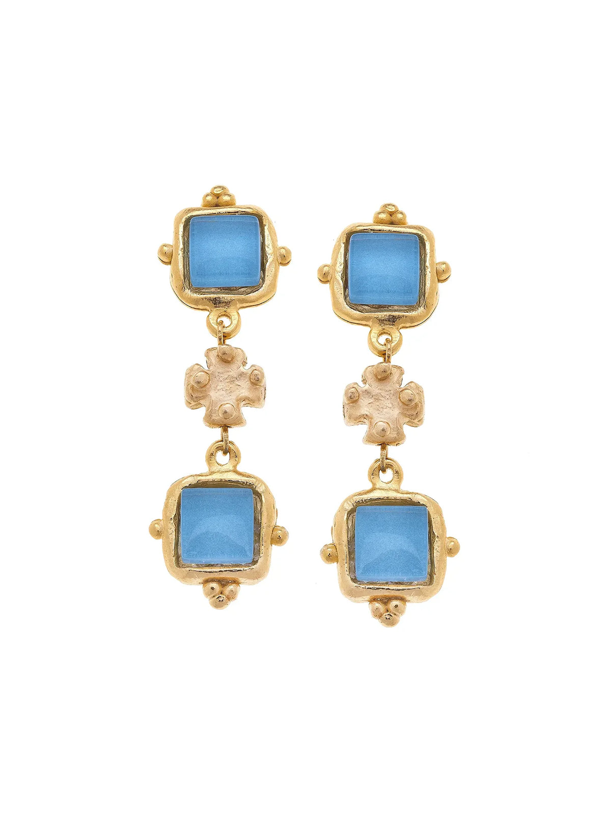 Susan Shaw Charlotte Deux Tier Earrings - Aqua