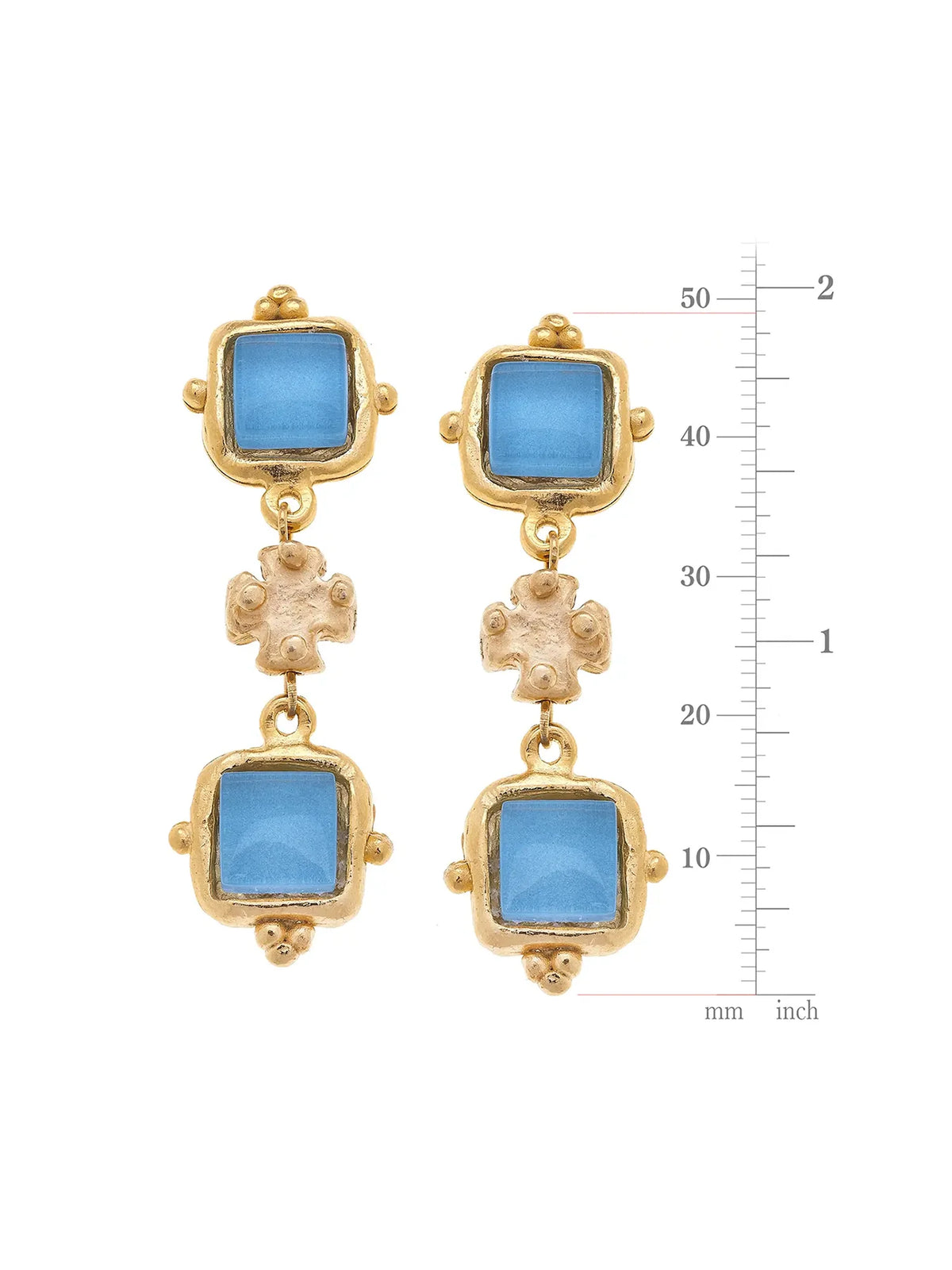 Susan Shaw Charlotte Deux Tier Earrings - Aqua