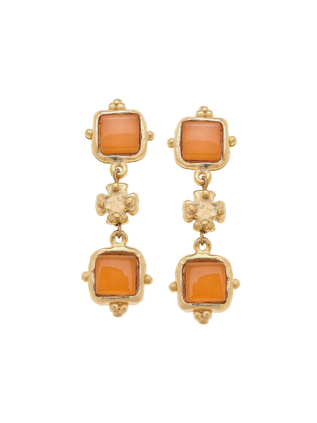 Susan Shaw Charlotte Deux Tier Earrings - Tangerine