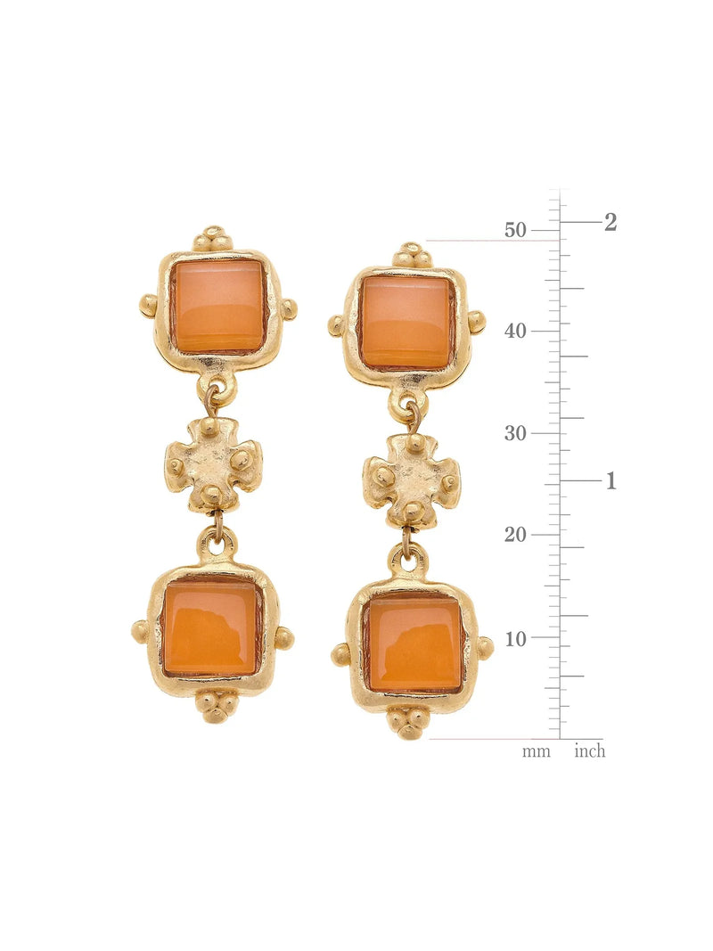 Susan Shaw Charlotte Deux Tier Earrings - Tangerine