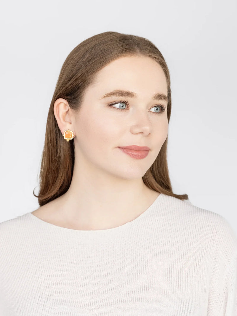 Susan Shaw Charlotte Studs in Tangerine French Glass